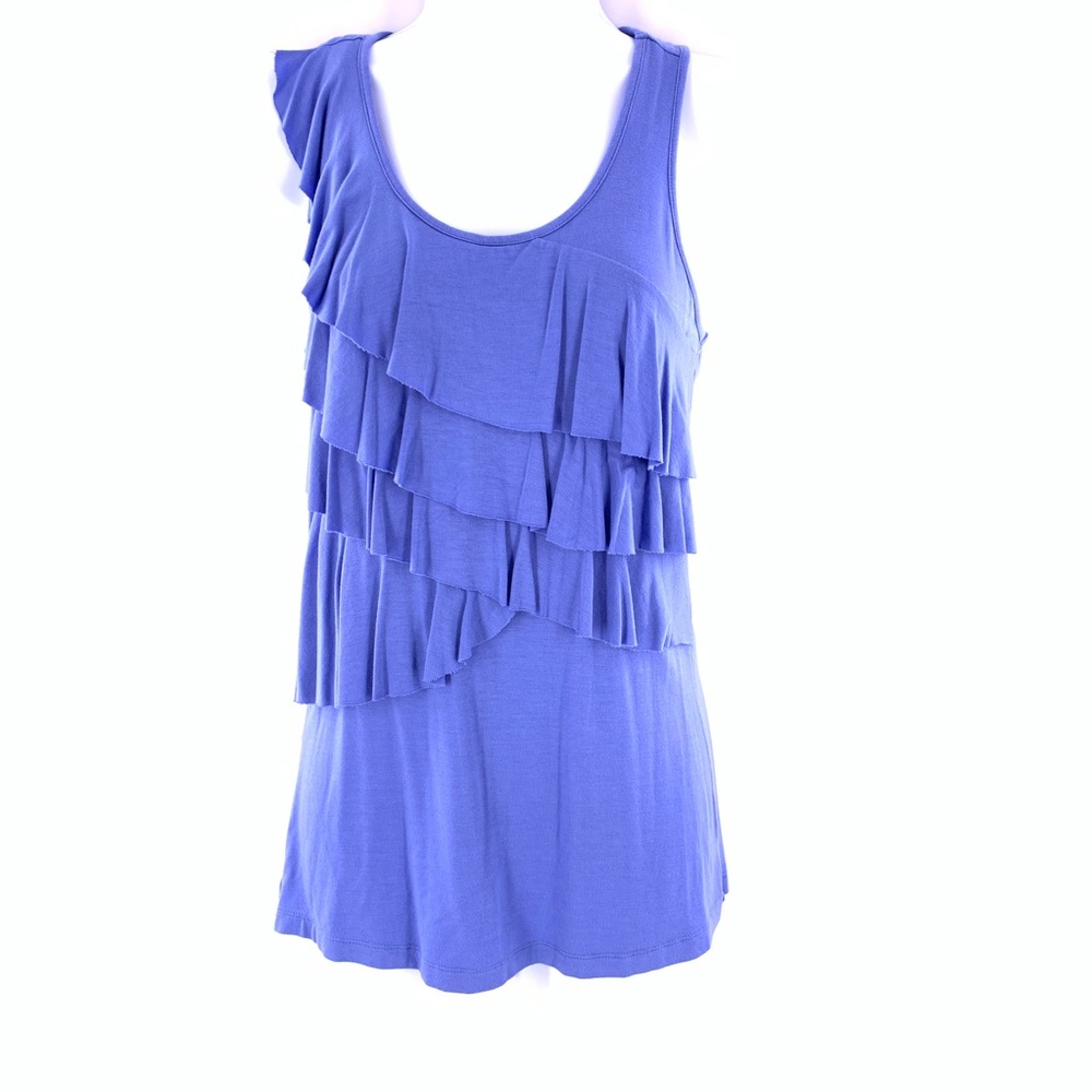 Peacock blue racer back top with ruffles S